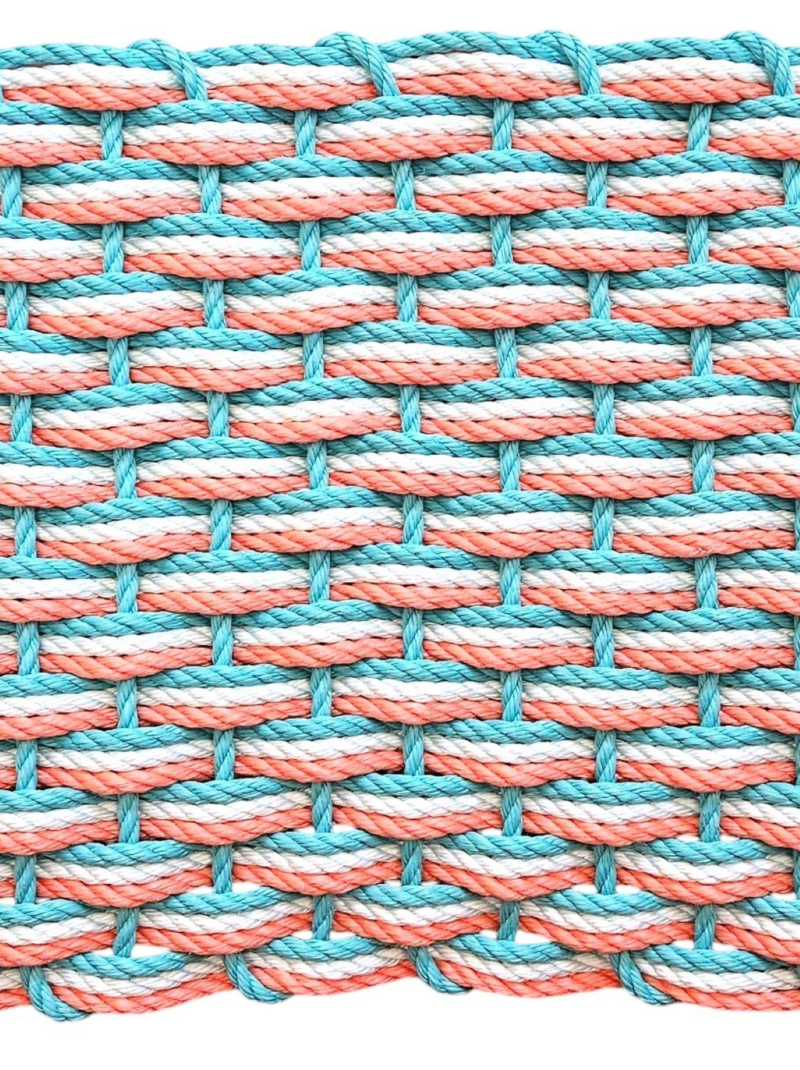 Handwoven Lobster Rope Doormat– #923 Teal-Seafoam-Org