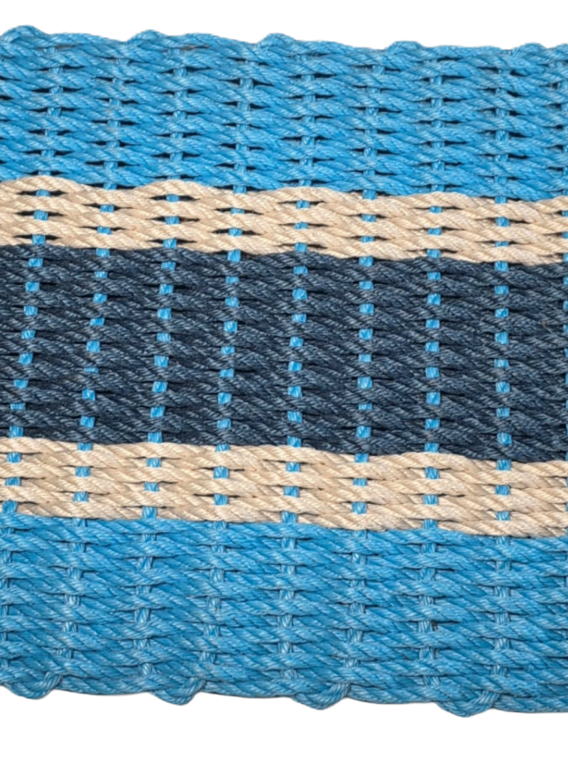 Handwoven Lobster Rope Doormat– #925 Lt Blue-Lt Tan-Navy