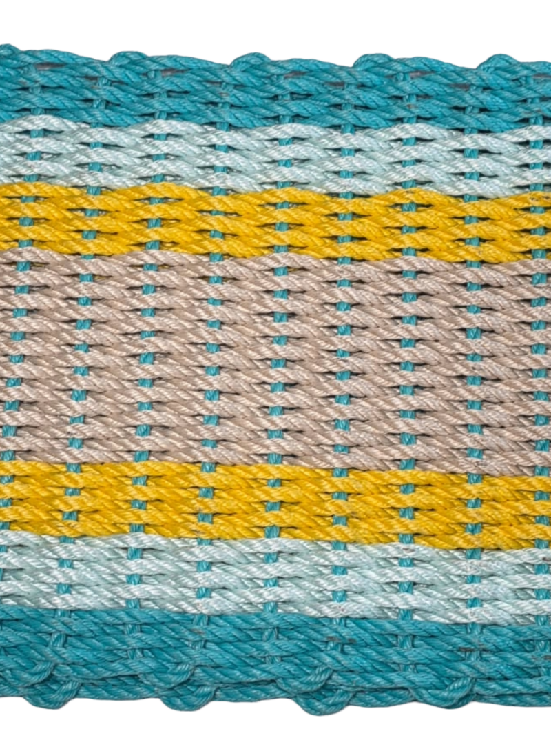 Handwoven Lobster Rope Doormat– #926 Teal-Seafoam-Yellow-Lt Tan